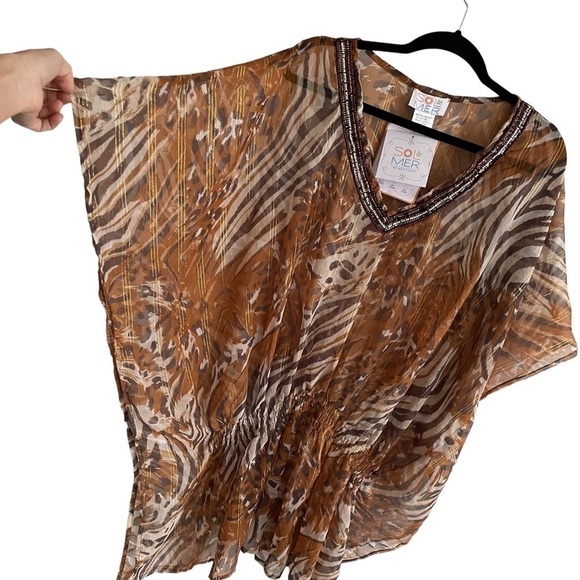 SOL & MER Swimwear Coverup Tunic Mini Dress
Animal Leopard Cheetah Print M/L - Picture 4 of 13